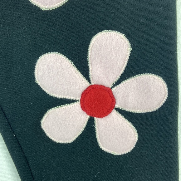 Reworked Up Cycled Flower Black Joggers Size M - Picture 4 of 7